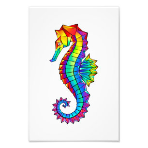 Rainbow Polygonal Seahorse Foto Afdruk