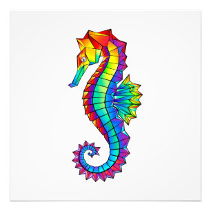 Rainbow Polygonal Seahorse Foto Afdruk