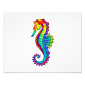 Rainbow Polygonal Seahorse Foto Afdruk (Voorkant)