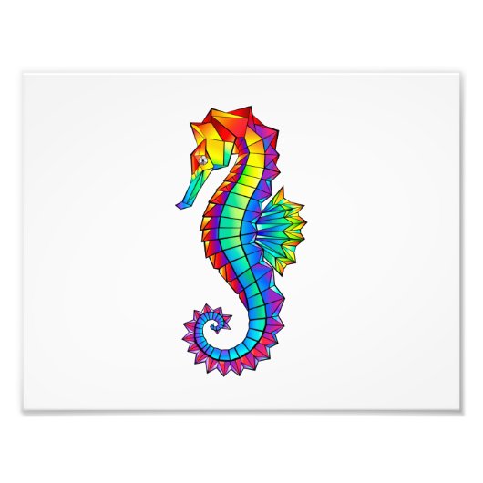 Rainbow Polygonal Seahorse Foto Afdruk (Voorkant)