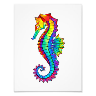 Rainbow Polygonal Seahorse Foto Afdruk