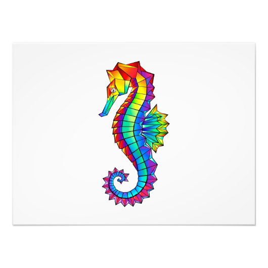Rainbow Polygonal Seahorse Foto Afdruk (Voorkant)