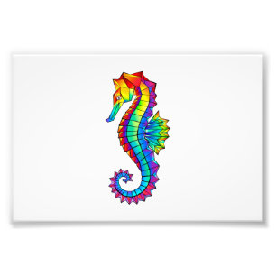 Rainbow Polygonal Seahorse Foto Afdruk