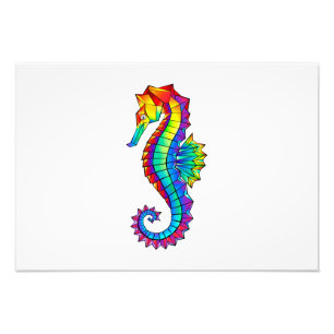 Rainbow Polygonal Seahorse Foto Afdruk