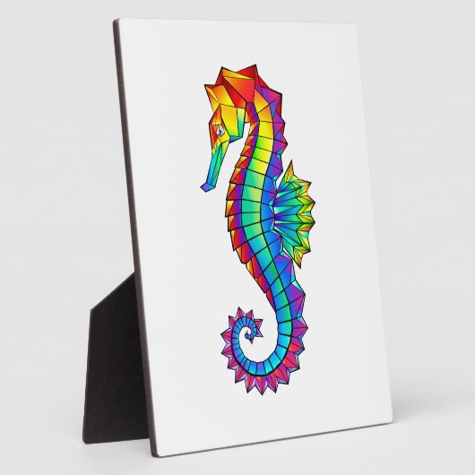 Rainbow Polygonal Seahorse Fotoplaat (Zijkant)