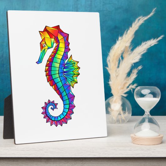 Rainbow Polygonal Seahorse Fotoplaat (Zijkant)