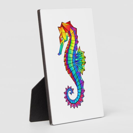 Rainbow Polygonal Seahorse Fotoplaat (Zijkant)
