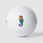 Rainbow Polygonal Seahorse Golfballen (Voorkant)