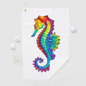 Rainbow Polygonal Seahorse Golfhanddoek (Insitu)