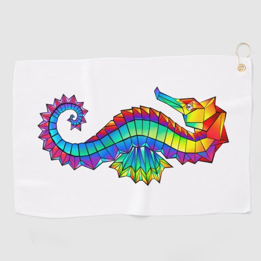 Rainbow Polygonal Seahorse Golfhanddoek (Horizontaal)