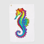 Rainbow Polygonal Seahorse Golfhanddoek (Voorkant)