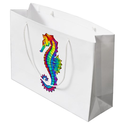 Rainbow Polygonal Seahorse Groot Cadeauzakje (Achterkant Gekanteld)
