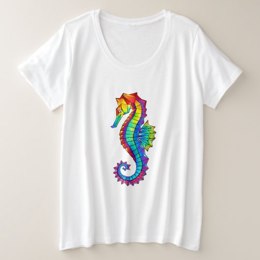 Rainbow Polygonal Seahorse Grote Maat T-shirt (Design voorkant)