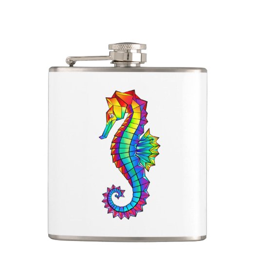 Rainbow Polygonal Seahorse Heupfles (Voorkant)