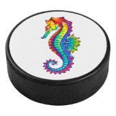 Rainbow Polygonal Seahorse Hockey Puck (3/4)