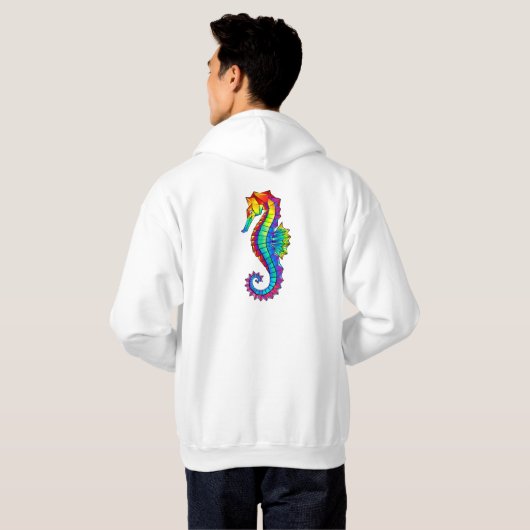 Rainbow Polygonal Seahorse Hoodie (Achterkant volledig)