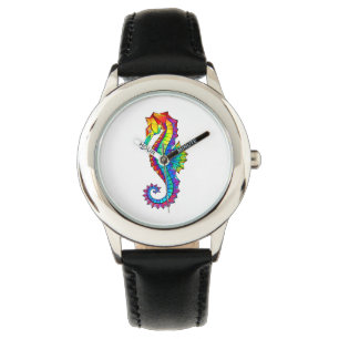 Rainbow Polygonal Seahorse Horloge