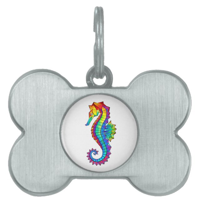 Rainbow Polygonal Seahorse Huisdieren Naamplaatje (voorkant)