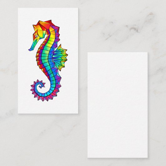 Rainbow Polygonal Seahorse Informatiekaartje (Voorkant / Achterkant)