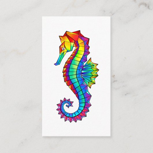 Rainbow Polygonal Seahorse Informatiekaartje (Voorkant)