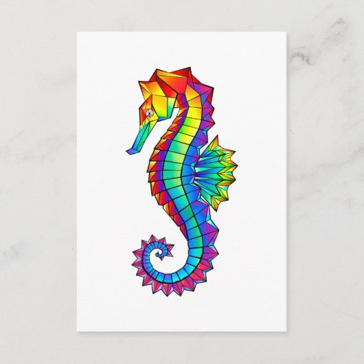 Rainbow Polygonal Seahorse Informatiekaartje (Voorkant)