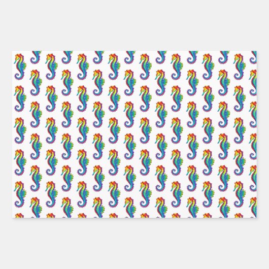 Rainbow Polygonal Seahorse Inpakpapier Vel (Voorkant 2)