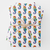 Rainbow Polygonal Seahorse Inpakpapier Vel (In situ)