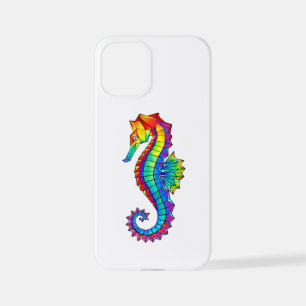 Rainbow Polygonal Seahorse iPhone 12 Mini Hoesje