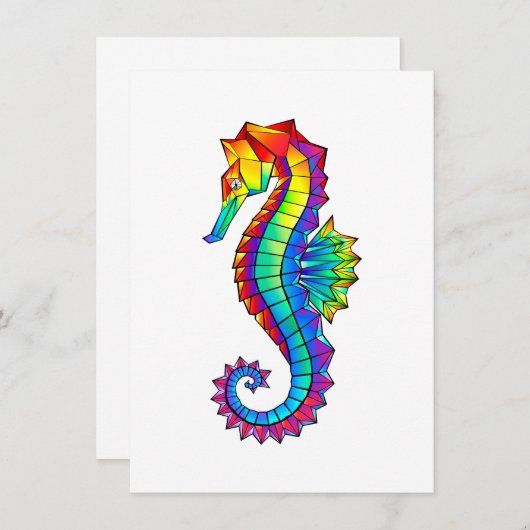 Rainbow Polygonal Seahorse Kaart (Voorkant / Achterkant)
