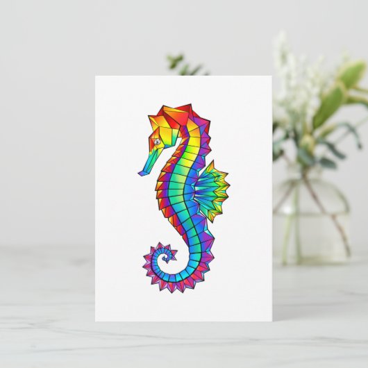 Rainbow Polygonal Seahorse Kaart (Staand voorkant)