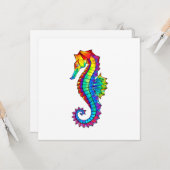 Rainbow Polygonal Seahorse Kaart (Voorkant / Achterkant in situ)