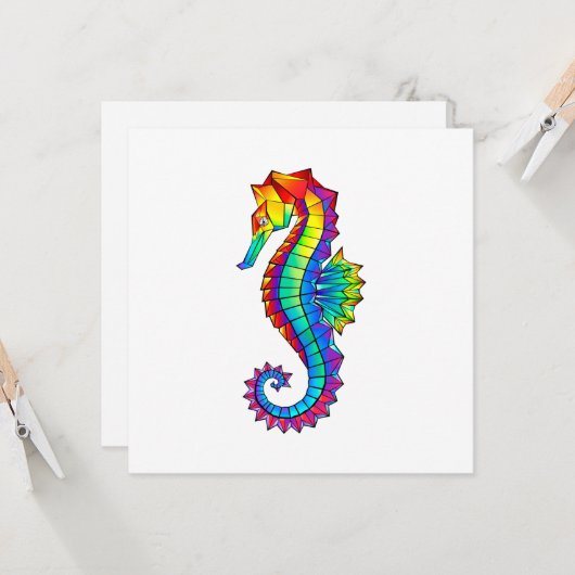 Rainbow Polygonal Seahorse Kaart (Voorkant / Achterkant in situ)