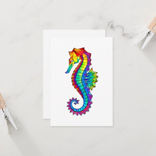 Rainbow Polygonal Seahorse Kaart (Voorkant / Achterkant in situ)