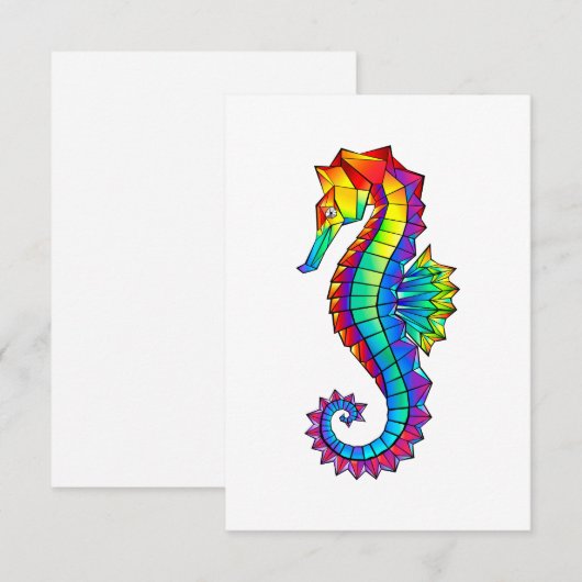 Rainbow Polygonal Seahorse Kaart (Voorkant / Achterkant)