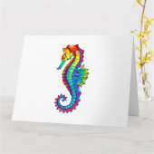 Rainbow Polygonal Seahorse Kaart (Gele Bloem)