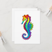 Rainbow Polygonal Seahorse Kaart (Voorkant / Achterkant in situ)