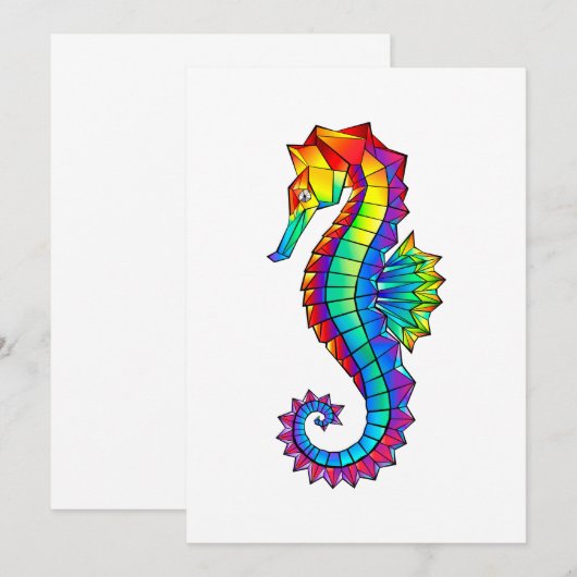 Rainbow Polygonal Seahorse Kaart (Voorkant / Achterkant)