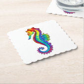 Rainbow Polygonal Seahorse Kartonnen Onderzetters (Gebogen)