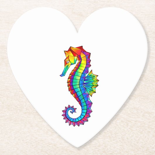 Rainbow Polygonal Seahorse Kartonnen Onderzetters (Voorkant)