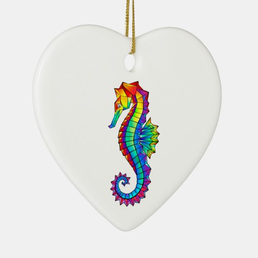 Rainbow Polygonal Seahorse Keramisch Ornament (Rechts)