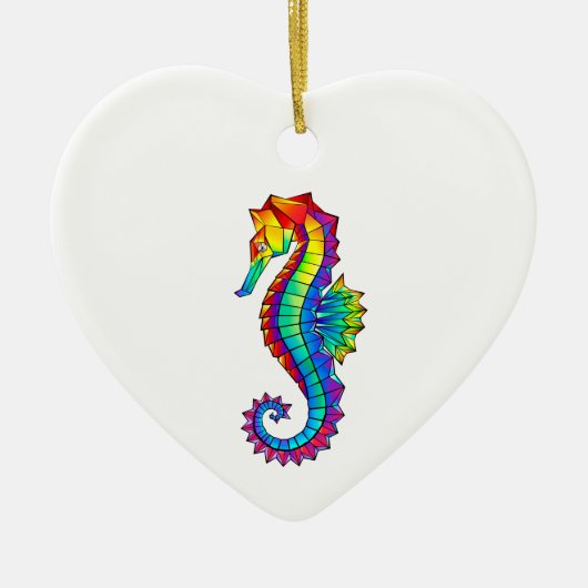 Rainbow Polygonal Seahorse Keramisch Ornament (Voorkant)