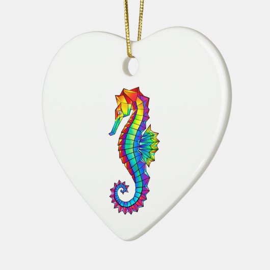 Rainbow Polygonal Seahorse Keramisch Ornament (Links)