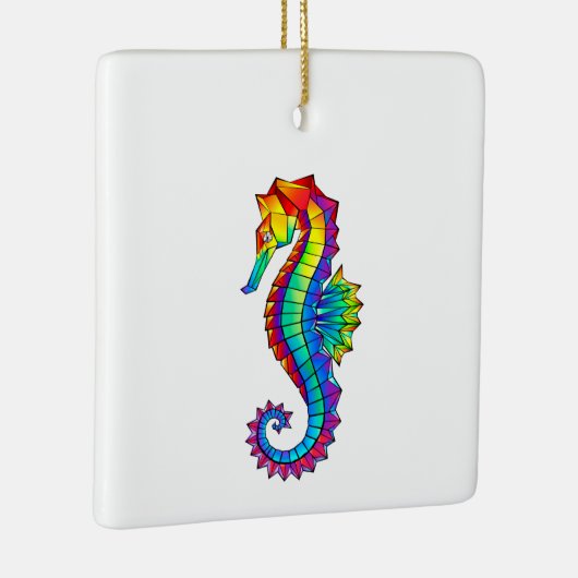 Rainbow Polygonal Seahorse Keramisch Ornament (Rechts)