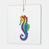 Rainbow Polygonal Seahorse Keramisch Ornament (Links)