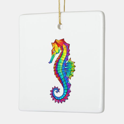 Rainbow Polygonal Seahorse Keramisch Ornament (Links)