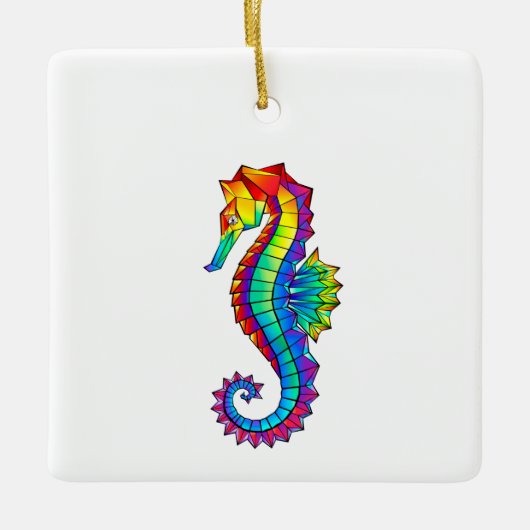 Rainbow Polygonal Seahorse Keramisch Ornament (Voorkant)