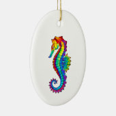 Rainbow Polygonal Seahorse Keramisch Ornament (Rechts)