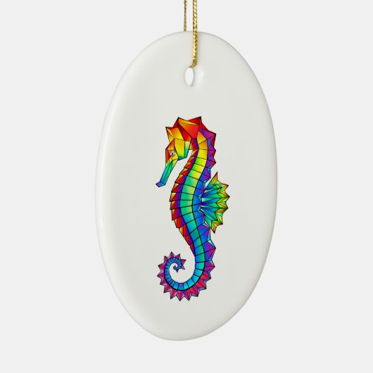 Rainbow Polygonal Seahorse Keramisch Ornament (Rechts)