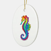 Rainbow Polygonal Seahorse Keramisch Ornament (Links)