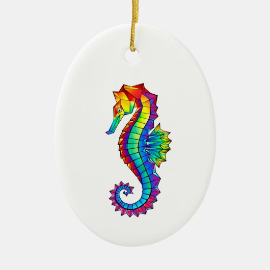Rainbow Polygonal Seahorse Keramisch Ornament (Voorkant)